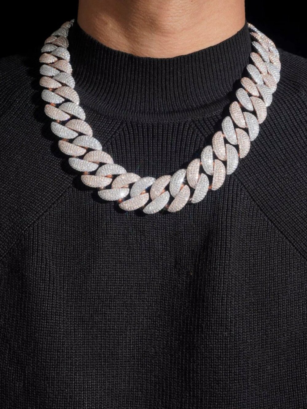 Tow Tone Rose Gold 20MM Miami Hip-pop Jewelry Cuban Link Necklace